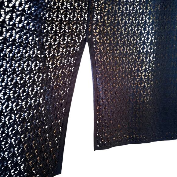 J. Jill Open front crochet weeve black cotton blend S cardigan gothic - Picture 5 of 10